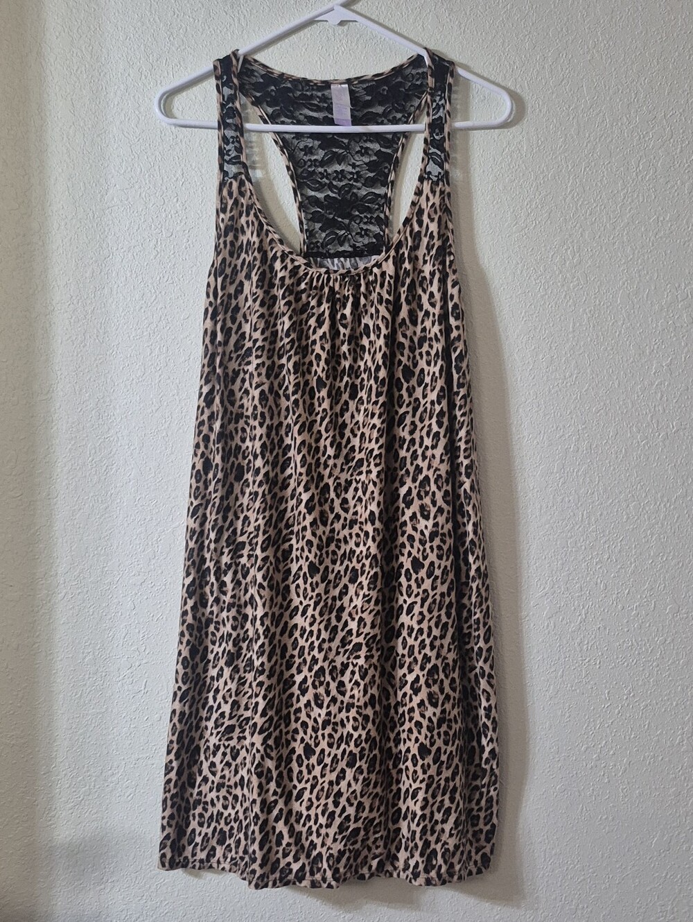 Secret Treasures Leopard-Print Racerback Chemise in Tan and Black